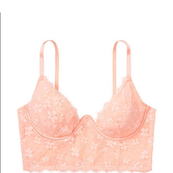 Victoria's Secret Dream Angels Unlined Lace Plunge Bra Peach 36D NWT - Picture 6 of 7